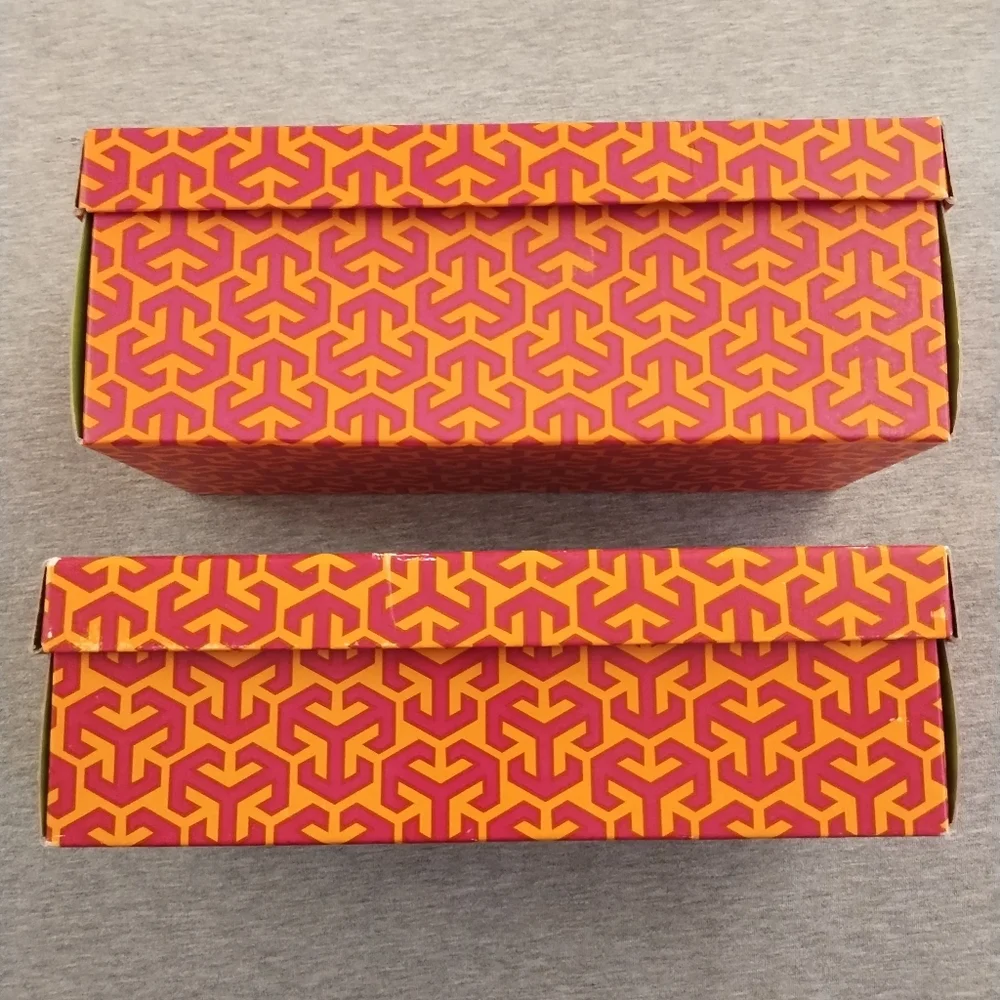 Two Tory Burch Shoe Boxes With Bold Geometric Designs - Empty